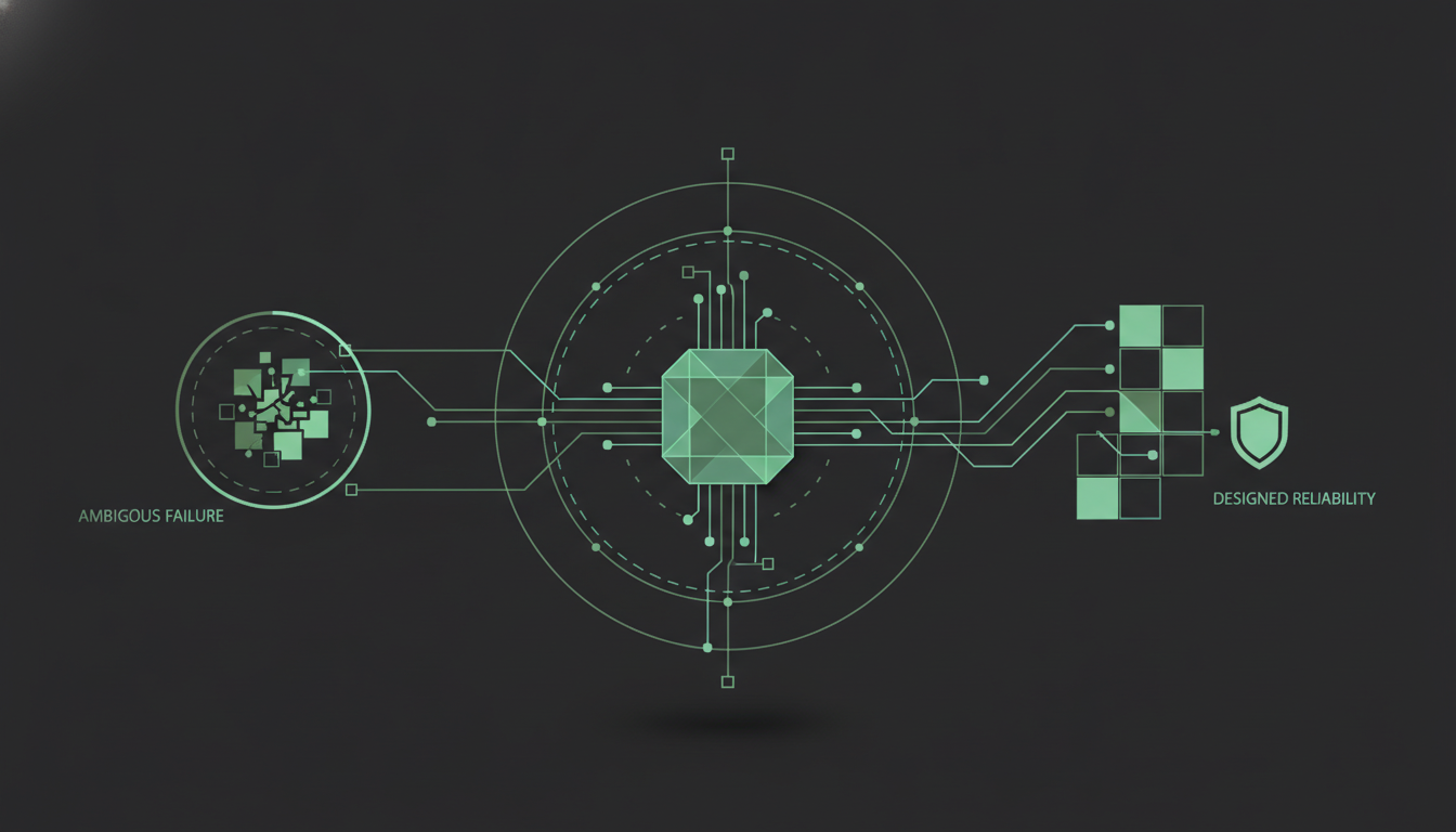 Abstract illustration: From Ambiguous Failure to Designed Reliability: Building Agents That Don't Hallucinate, Misuse Tools, or Ghost in Production