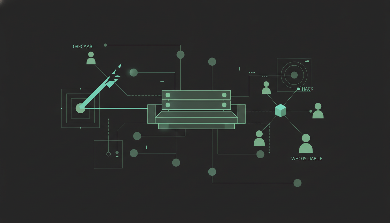 Abstract illustration: Felony Bench explained: who is liable when an AI agent hacks